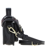 Ashwood Leather & Harris Tweed® Cloth Micro Satchel Bag with Twist Lock Black/Green/Red:TW-36-07-BR