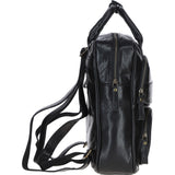 Compact Leather Backpack with Front Zip Pockets Black: TL-006