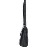 Practical Extending Pocket Leather Shoulder Bag Black: Donegal