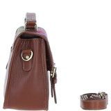 Ashwood Leather & Harris Tweed® Cloth Satchel Bag Tan/Purple: TW-68-13-TP