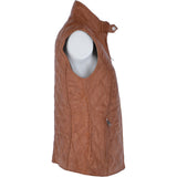 Diamond Quilted Leather Gilet Cognac: RIGDEN GILLET