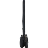 Two Section Zip Top Leather Crossbody Bag Black: K-44