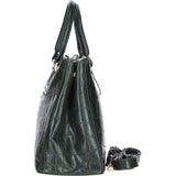 Three Sections Veggie Tanned Leather Bag Green/croc: DM3