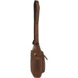 Tablet Friendly Small Vintage Leather Body Bag Tan: Patty