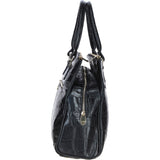 Three Section A4 Croc Print Leather Work Bag Black: A4 Work Bag