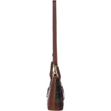 Ashwood Leather & Harris Tweed® Cloth Handbag with Removable Crossbody Strap Tan/Green/Red: TW-21-08-TR