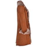 3/4 Length Toscana Suede Leather Coat Tan: KB 466