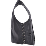 Men's Leather Embossed Laced Waistcoat Black: W/COAT INDIAN