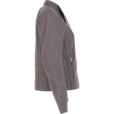 Leather Biker Jacket Taupe: N-31