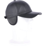 Felt Lined Leather Baseball Cap Black: 010B
