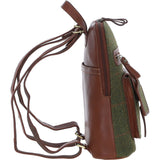 Exquisite Ashwood Leather & Tweed Backpack Tan/Green Check: TW-25-010-TGNH