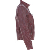 Leather Biker Style Jacket Burgundy : Awl-1201