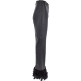 Women's Duck Feather Flared 60's Leather Jeans  Black: DUCK JEANS