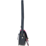 Ashwood Leather & Harris Tweed® Cloth Saddle Bag Navy/Pink: TW-26-06-NP