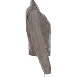 Exquisite Ashwood Leather Ladies Biker Jacket Taupe: AWL-1881
