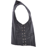 Men's Leather  Laced Waistcoat Black: W/COAT LACE PLAIN