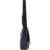 Gabicci Leather Messenger Bag with Crossbody Strap Black: GB-64957