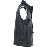 Premium Men's Black Leather Utility Vest with Multiple Pockets: friends