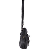 Leather Vintage Medium Flight Shoulder Bag Black : G-33
