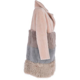 Womens Luxury Sheepskin Coat Baby Pink/multi: KB 634