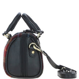 Ashwood Leather & Harris Tweed® Cloth Small Barrel Bag Black/Green/Red: TW-61-07-BR