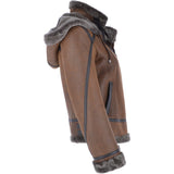 Short Hooded Sheepskin Flying Jacket Tobacco: 10245