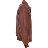 Men's Real Leather Bomber Jacket with Brando Collar Tan: AWM-Pointer