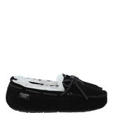Women's Classic  Suede Sheepskin Moccasin Slippers Black/White: LADIES MOCCASSINS