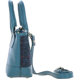 Ashwood Leather & Harris Tweed® Cloth Small Grab Bag Teal/Navy: TW-63-16-TN