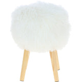 New Zealand Sheepskin Stool Tibetan Ivory: SHORT SHEEPSKIN STOOL