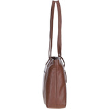 Designer Leather Shoulder Bag with Secure Zip Pocket Cognac: Bray