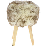 New Zealand Sheepskin Stool Wolf Tip: SHORT SHEEPSKIN STOOL