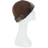Ladies Luxury Leather And Sheepskin Hat Tobacco : KB-496