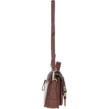 Ashwood Leather & Harris Tweed® Cloth Medium Satchel Bag with Twist Lock Tan/Navy: TW-34-011-TN
