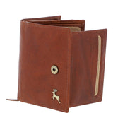 Women's Vintage Wash Leather Wallet Purse Tan : G-41