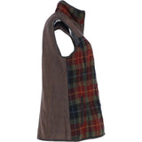 Ashwood Women's Country Tweed Check Waistcoat with Leather Trim Brown/Red/Green: TW-702-07-BR