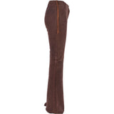 Women's Flared 60's Suede Leather Jeans Brown Suede: 35857