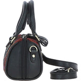Ashwood Leather & Harris Tweed® Cloth X-Small Barrel Bag Black/Green/Red: TW-60-07-BR