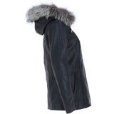 Ashwood Leather Hooded Jacket with Fur Trim Black: J-1948 F