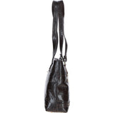 Velutto Eleganza' Zip Mid Section Real Leather Shoulder Bag Brown/croc: 52234
