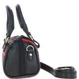 Ashwood Leather & Harris Tweed® Cloth X-Small Barrel Bag Black/Red: TW-60-14-BR