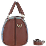 Ashwood Leather & Harris Tweed® Cloth Medium Barrel Bag Tan/Mcload: TW-62-02-TM