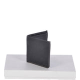 Cow Waxy Leather Classic 3 Card Bill-Fold and Coin Wallet Black : 1552