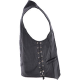 Men's Leather Embossed Laced Waistcoat Black: W/COAT LTR