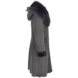 Toscana Longhaired Hooded Shearling Coat Grey: LP 26