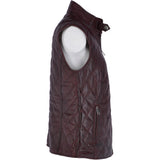 Diamond Quilted Leather Gilet Burgundy: RIGDEN GILLET