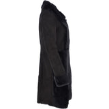 Ladies  Suede Sheepskin Coat Black: 30199