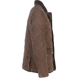 Mens Trapper Diamond Quilted Leather Jacket with Corduroy Brando Collar Brown 27: 162222