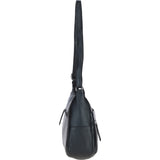 Leather Shoulder Bag with Zip & Magnetic Pocket Black: Meath