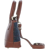 Ashwood Leather & Harris Tweed® Cloth Small Grab Bag Tan/Navy: TW-63-11-TN